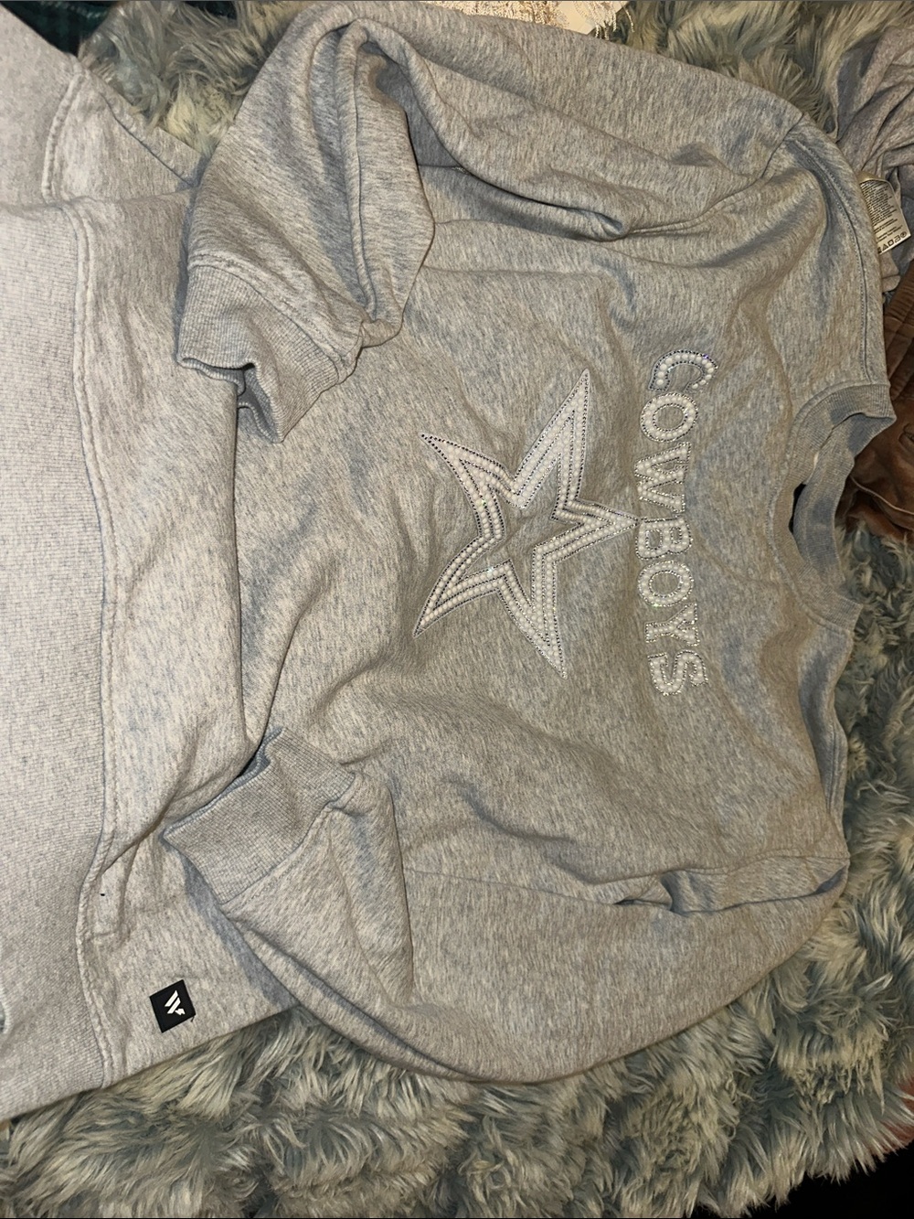 NFL Gray Cowboys Rhinestone Star Crewneck Sweatshirt